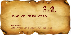 Henrich Nikoletta névjegykártya